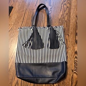 Loeffler Randall Navy and White Striped Cruise Tote